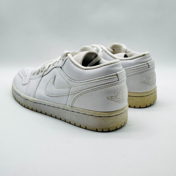Nike Air Jordan 1 Low Mens 8 Triple White Leather Casual Shoe Sneaker 553558-112 - Picture 5 of 10